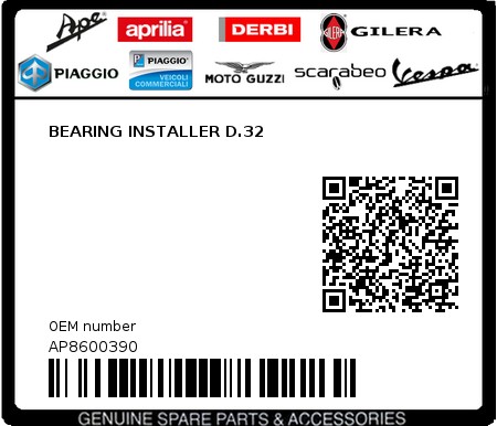 Product image: Aprilia - AP8600390 - BEARING INSTALLER D.32 