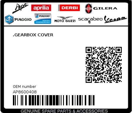 Product image: Aprilia - AP8600408 - .GEARBOX COVER  0