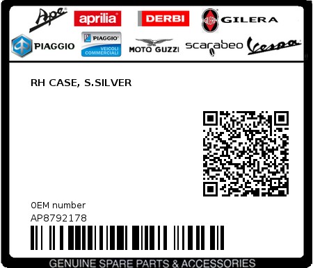 Product image: Aprilia - AP8792178 - RH CASE, S.SILVER 