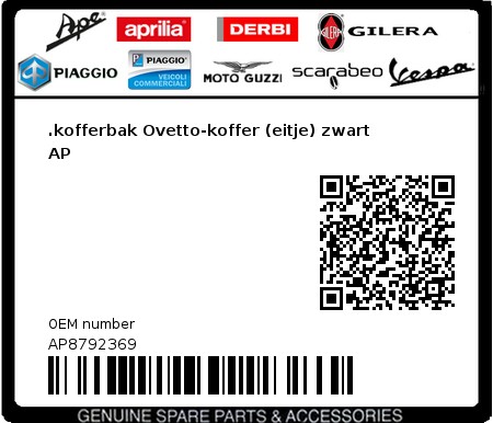 Product image: Aprilia - AP8792369 - .kofferbak Ovetto-koffer (eitje) zwart AP 