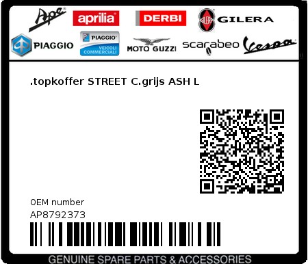 Product image: Aprilia - AP8792373 - .topkoffer STREET C.grijs ASH L  0