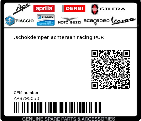 Product image: Aprilia - AP8795050 - .schokdemper achteraan racing PUR 