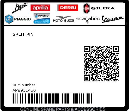 Product image: Aprilia - AP8911456 - SPLIT PIN 