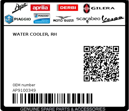 Product image: Aprilia - AP9100349 - WATER COOLER, RH  