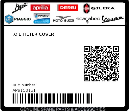 Product image: Aprilia - AP9150151 - .OIL FILTER COVER 