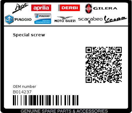 Product image: Aprilia - B014237 - Special screw  0