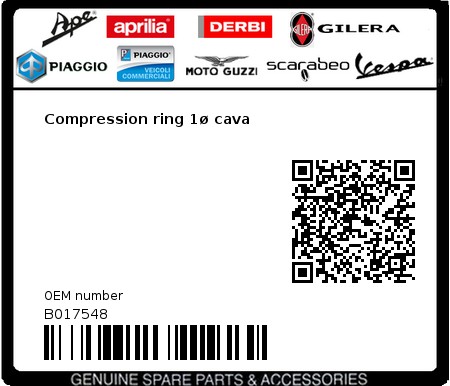 Product image: Aprilia - B017548 - Compression ring 1ø cava  0