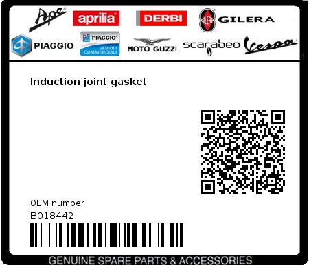 Product image: Aprilia - B018442 - Induction joint gasket 