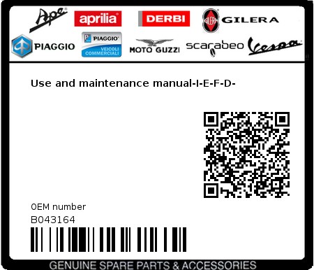 Product image: Aprilia - B043164 - Use and maintenance manual-I-E-F-D-  0