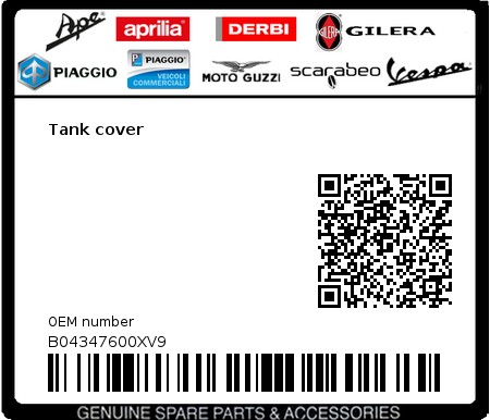 Product image: Aprilia - B04347600XV9 - Tank cover  0