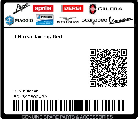 Product image: Aprilia - B04347800XRA - .LH rear fairing, Red  0