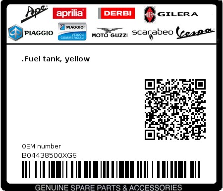 Product image: Aprilia - B04438500XG6 - .Fuel tank, yellow  0