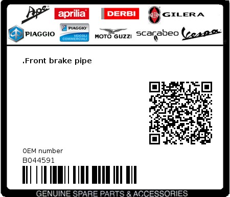 Product image: Aprilia - B044591 - .Front brake pipe 