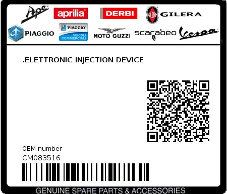 Product image: Aprilia - CM083516 - .ELETTRONIC INJECTION DEVICE 