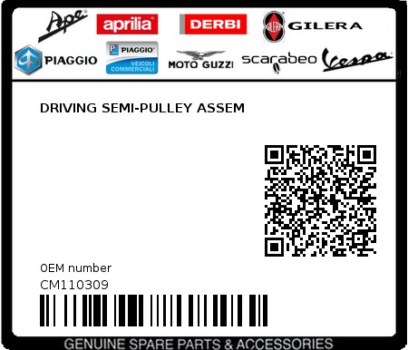 Product image: Aprilia - CM110309 - DRIVING SEMI-PULLEY ASSEM 