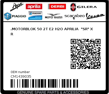 Product image: Aprilia - CM1439035 - .MOTORBLOK 50 2T E2 H2O APRILIA  "SR" X R 