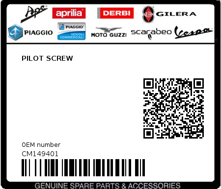 Product image: Aprilia - CM149401 - PILOT SCREW  0