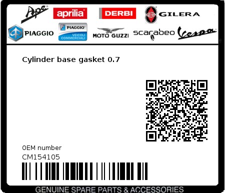 Product image: Aprilia - CM154105 - Cylinder base gasket 0.7  0