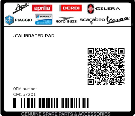 Product image: Aprilia - CM157201 - .CALIBRATED PAD  0