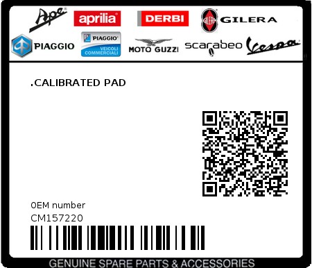 Product image: Aprilia - CM157220 - .CALIBRATED PAD 