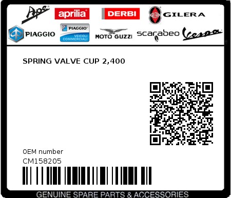 Product image: Aprilia - CM158205 - SPRING VALVE CUP 2,400 