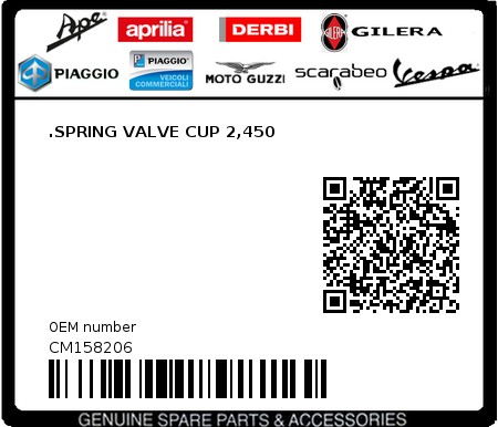 Product image: Aprilia - CM158206 - .SPRING VALVE CUP 2,450 