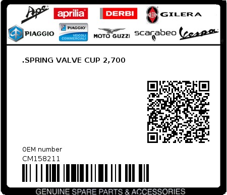 Product image: Aprilia - CM158211 - .SPRING VALVE CUP 2,700 