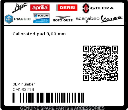 Product image: Aprilia - CM163213 - Calibrated pad 3,00 mm 