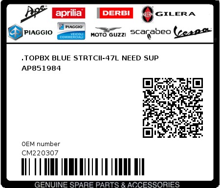 Product image: Aprilia - CM220307 - .TOPBX BLUE STRTCII-47L NEED SUP AP851984 