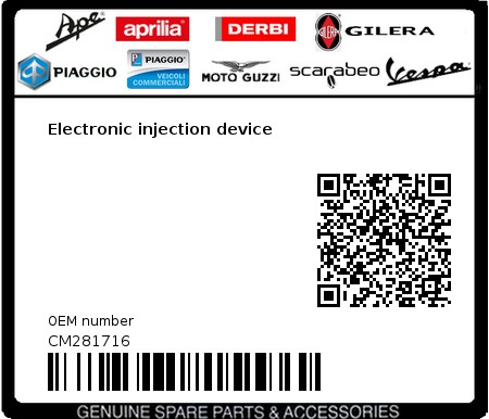 Product image: Aprilia - CM281716 - Electronic injection device 