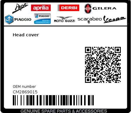Product image: Aprilia - CM2869015 - Head cover  0