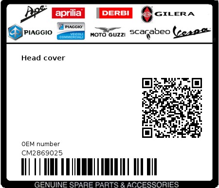 Product image: Aprilia - CM2869025 - Head cover  0