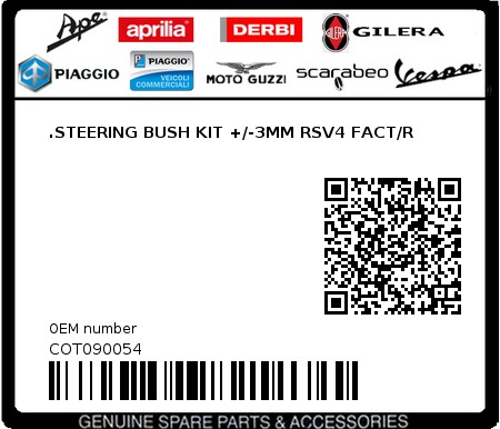 Product image: Aprilia - COT090054 - .STEERING BUSH KIT +/-3MM RSV4 FACT/R  0