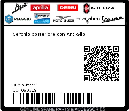 Product image: Aprilia - COT090319 - Cerchio posteriore con Anti-Slip  0