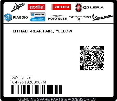 Product image: Aprilia - JC472919200007M - .LH HALF-REAR FAIR., YELLOW 