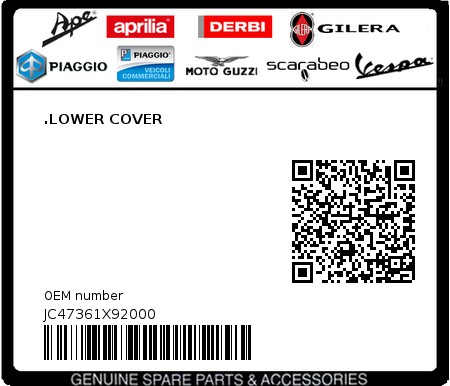 Product image: Aprilia - JC47361X92000 - .LOWER COVER 