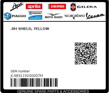 Product image: Aprilia - JC483119200007M - .RH SHIELD, YELLOW 