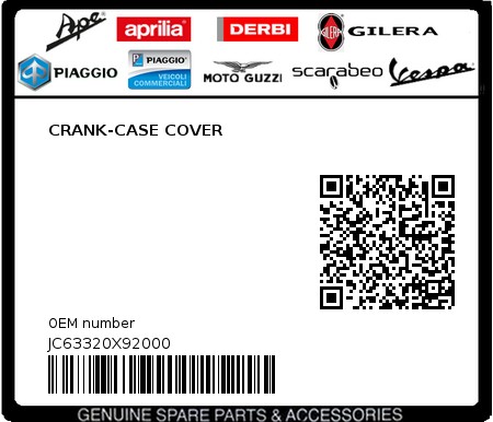 Product image: Aprilia - JC63320X92000 - CRANK-CASE COVER 