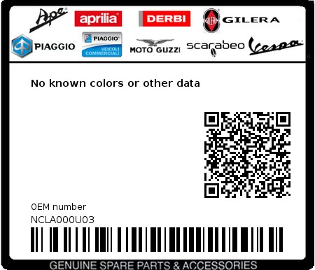 Product image: Aprilia - NCLA000U03 - No known colors or other data 