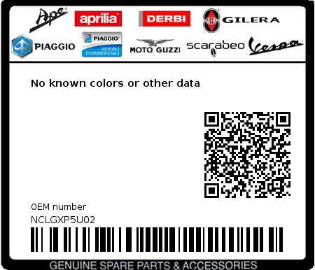 Product image: Aprilia - NCLGXP5U02 - No known colors or other data  0