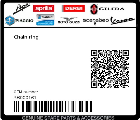 Product image: Aprilia - RB000161 - Chain ring 