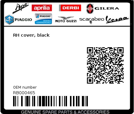 Product image: Aprilia - RB000465 - RH cover, black 