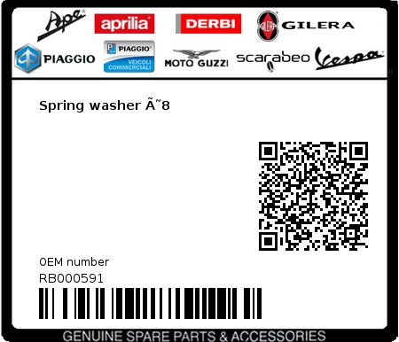 Product image: Aprilia - RB000591 - Spring washer Ã˜8 