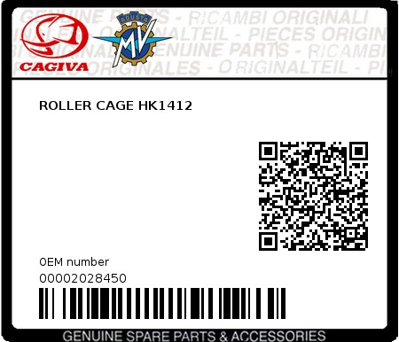 Product image: Cagiva - 00002028450 - ROLLER CAGE HK1412  0