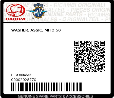 Product image: Cagiva - 00002028770 - WASHER, ASSIC. MITO 50  0