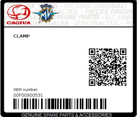 Product image: Cagiva - 00F00900531 - CLAMP 