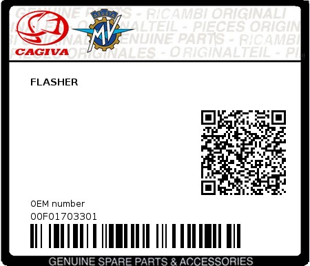 Product image: Cagiva - 00F01703301 - FLASHER 