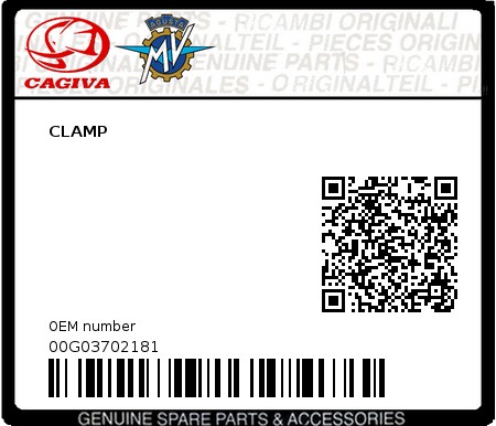 Product image: Cagiva - 00G03702181 - CLAMP  0