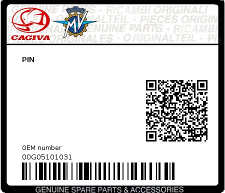 Product image: Cagiva - 00G05101031 - PIN  0