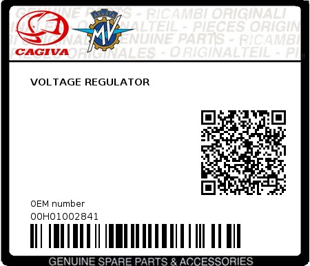 Product image: Cagiva - 00H01002841 - VOLTAGE REGULATOR  0